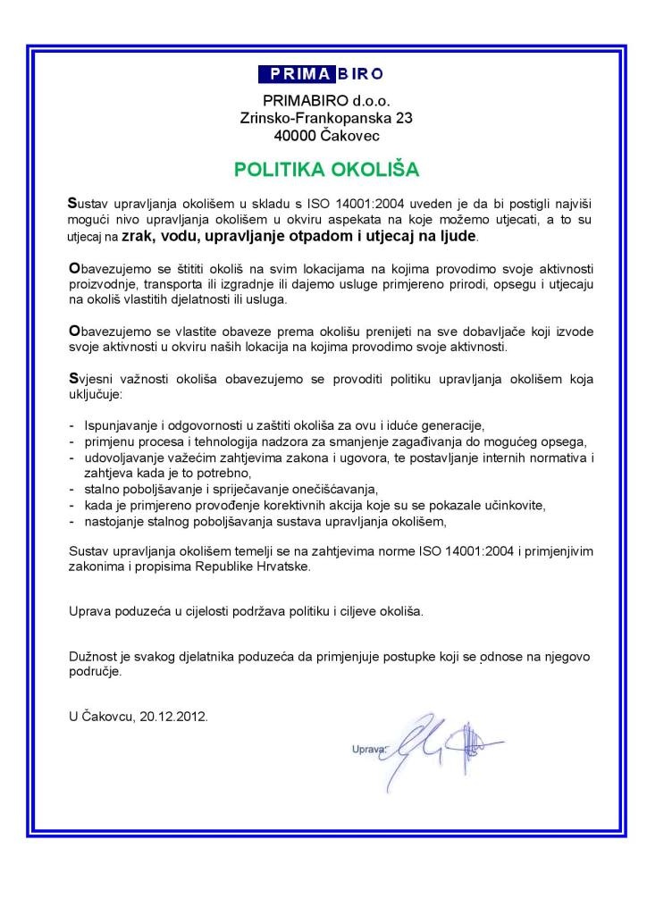 politika okolisa